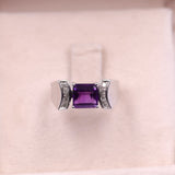 Anello vintage in oro bianco 14k con ametista e diamanti