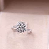 Anello vintage in oro bianco 18k con diamanti di taglio brillante (1,30ctw), anni '70