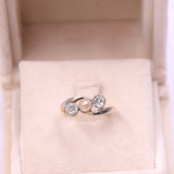 Anello antico trilogy in oro giallo 18k con perla e diamanti (0,70ctw), primi del '900