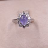 Anello vintage a margherita in platino 900 con zaffiro stellato (3,67ct) e diamanti (1,30ctw)