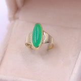 Anello vintage in oro giallo 8k con crisoprasio