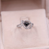 Anello vintage in platino con diamante nero (0,80ct) e diamanti (0,30ctw)