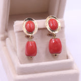 Orecchini in oro giallo 18k e corallo rosso , anni '50