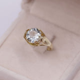 Anello vintage in oro giallo 14k con acquamarina (3ct), anni '70