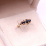 Anello vintage in oro giallo 9k con zaffiri