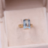 Anello vintage in oro giallo 18k con acquamarina (3ct), anni '70