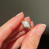 Anello vintage in oro giallo 9K con diamanti (0.19ctw ca.), anni ‘70/‘80