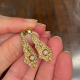 Orecchini vintage in stile Art Déco in oro giallo 18K con diamanti (0.70ctw ca.), anni ‘70/‘80