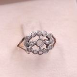 Anello antico in oro giallo 14k e argento con rosette, primi del '900