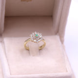 Anello vintage in oro giallo 14k e 18k con diamanti (0,50ctw) e smeraldo