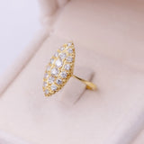 Vintage 20k yellow gold shuttle ring with diamonds (0,90ctw), 70s