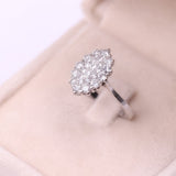 Anello vintage a navette in oro bianco 14k con diamanti (1.07ctw), anni '70