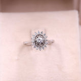 Anello vintage in oro bianco 18K con diamanti (0.32ctw ca.), anni '70