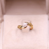 Anello vintage in oro giallo 18k con perla