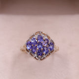 Anello vintage in oro giallo 9k con tanzaniti (1ctw)