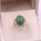 Anello vintage in oro giallo 14k e giadeite, anni '70