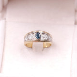 Vintage 18k Yellow Gold Sapphire and Diamond Ring (0,16ctw), 70s