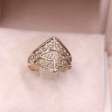 Anello vintage in oro giallo 8k con lavorazione a filigrana