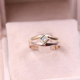 Anello vintage in oro giallo e rosa 8k con diamante (0.15ct)
