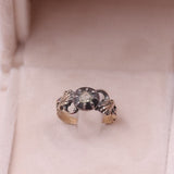 Anello antico in oro giallo 18k e argento con diamante di taglio rosa, fine '800