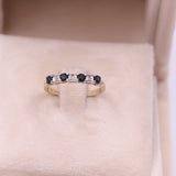 Anello vintage in oro giallo 9k con zaffiri (0,40ctw) e diamanti