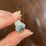 Anello vintage in platino con acquamarina (2.33ct) e diamanti (1ctw), anni ‘80/‘90