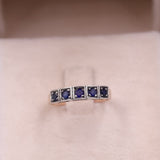 Anello vintage in oro 12k e argento con zaffiri (0,40ctw)
