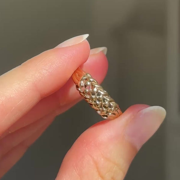 Anello “keeper” vintage in oro giallo 9K