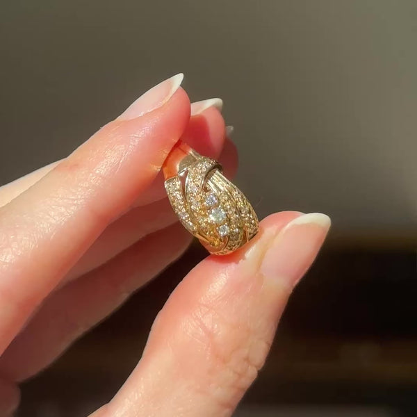 Anello vintage in oro giallo 14K con diamanti (0.22ctw ca.), anni '70