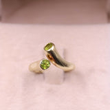 Anello vintage in oro giallo 14k con peridoti, anni '70