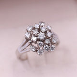 Vintage 14k white gold ring with brilliant cut diamonds (0,98ctw), 60s/70s