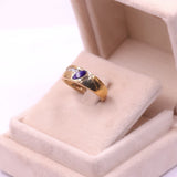 ANELLO A FASCIA VINTAGE IN ORO GIALLO 8K CON LAPISLAZZULO E ZIRCONI BIANCHI ANNI 70'/80'