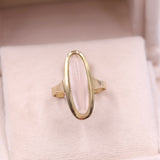 Anello vintage da cocktail in oro giallo 8k con quarzo rosa