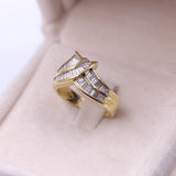 Винтажное кольцо из желтого золота 18 карат с бриллиантами конической огранки (1 карат), 70-е годы