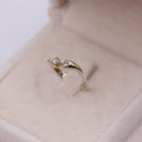 Anello vintage in oro giallo 14k con due diamanti (0.19ctw), anni '70