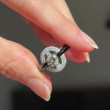 Anello vintage in stile Art Déco in platino con diamanti (centrale di 0.75ct) e onice
