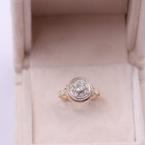 Anello vintage in oro giallo 18k e argento con rosette di diamante