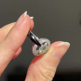 Anello vintage in stile Art Déco in platino con diamanti (centrale di 0.75ct) e onice