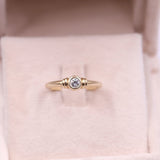 Anello vintage solitario in oro giallo 14k con diamante (0,14ctw), anni '70
