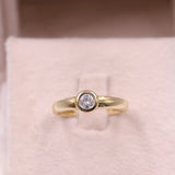 Anello vintage solitario in oro giallo 14k con diamante di 0,25ct, anni '70