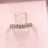 Vintage 9k yellow gold ring with mint-colored garnets (0,27ctw)