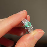 Anello vintage in platino con tormalina paraiba (0.76ct) e diamanti (0.71ctw), anni ‘90/anni ‘2000