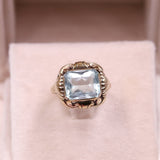 Anello vintage in oro giallo 8K con acquamarina (5ct ca.), anni '70
