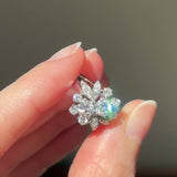 Anello vintage in oro bianco 14K con diamanti di taglio brillante (1ctw ca.), anni ‘70/‘80