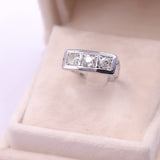 Anello trilogy Art déco in oro bianco 18k e diamanti (1,60ctw), anni '30/'40