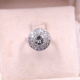 Anello vintage in oro bianco 18k con diamante centrale di 1ct e contorno di diamanti (0,32ctw), anni '60