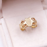 Vintage 18k yellow gold ring depicting two mermaids and a coat of arms, 60s