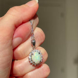 Collana vintage in platino con ciondolo con opale (1.78ct) e diamanti (0.56ctw)