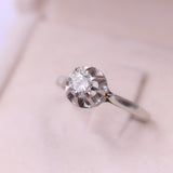 Vintage 18k white gold solitaire ring with 0,45ct diamond, 40s