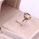 Anello vintage da cocktail in oro giallo 14k con quarzo citrino